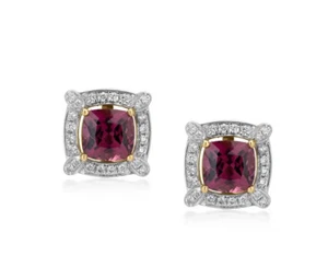 Amethyst & White 2.96CT Moissanites In 10K Yellow Gold Art Deco Stud Earring - Picture 1 of 5