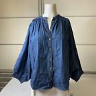 PILCRO By Anthropologie The Sidney Batwing Blouse Women's Size M Denim