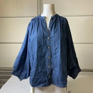 PILCRO By Anthropologie The Sidney Batwing Blouse Women's Size M Denim - Picture 1 of 6