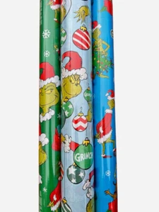 3 Rolls The Grinch who Stole Christmas Gift Wrapping Paper 110 sq ft Total - Picture 1 of 2