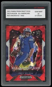 ZACH WILSON 2021 PANINI PRIZM RED CRACKED ICE 1ST GRADED 10 ROOKIE CARD JETS/BYU - Bild 1 von 1