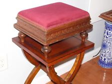 Antique Victorian Footstool Stool Solid Walnut Ottoman 