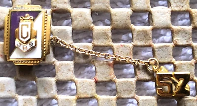 1957 Lapel/Tie Tac Pin-From JHS High School Purple And White Colors-2 Piece - Image 1 of 4