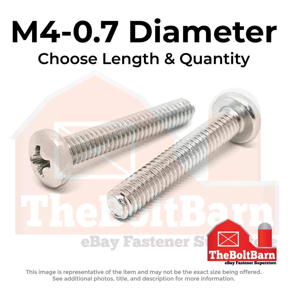 M4-0.7 Stainless Phillips Pan Head Machine Screws (Choose Length & Qty) - Image 1 of 1