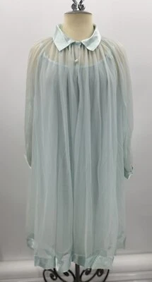 Conjunto de camisola vintage Miss Elaine Peignoir roupão nylon cetim lingerie aquática - Imagem 1 de 4