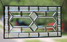 Contemporary Traditional Clear and Beveled Stained Glass Window Panel ,Hanging