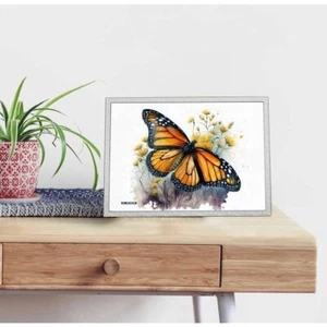 Wunderschönes Monarch Schmetterling Aquarell Ölgemälde Kunstdruck - Bild 1 von 5