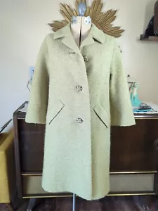 Vintage Z.C.M.I Woman's Coat Olive Green 1960s Size Small Medium - Picture 1 of 14