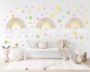 Pink Rainbow bubble dot Girl Bedroom Decal Wall Stickers Peel and Fabric Sticker - Bild 1 von 5