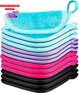 12 Pcs Makeup Remover Cloth, Premium Reusable Makeup Remover Pads Towels, Washab - Picture 1 of 12