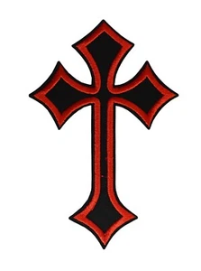 #5202 4" Christliches Kreuz Stickerei Bügelbild Applikation Patch-LY001 (schwarz/rot) - Bild 1 von 1