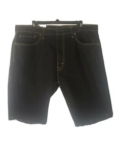Mens W38 Levi's Black Unhemed Denim Shorts - Picture 1 of 4