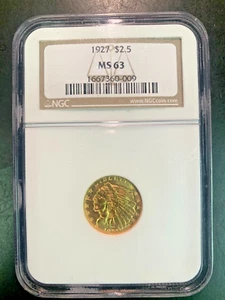 1927 Gold $2.5 Indian NGC MS 63 - Picture 1 of 3