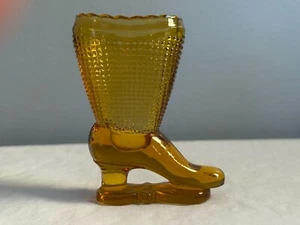 Bota de vidrio Hobnail pequeña vintage sin marca marrón ámbar - Imagen 1 de 5