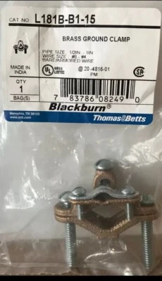 Thomas & Betts / Blackburn 1/2" - 1 " Cast Brass Ground Clamp - L181B-B1-15 - Image 1 of 2