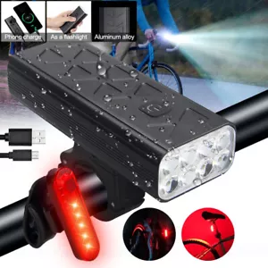 8LED Mountain Bike Lights Bicycle Torch Front Rear Lamp Set Rechargeable 80000Lm - Picture 1 of 18