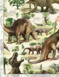 Fabric 100% Cotton Timeless Treasures Dinosaurs Sold by 1/2 Metre - Picture 1 of 2