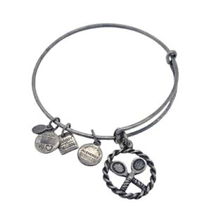 Alex and Ani Charity by Design Tennis Rackets Bangle Bracelet Silver Tone