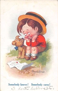 J66/ Artist Signed Postcard c1910 Donald McGill Child Dog Letter 182 - Picture 1 of 4
