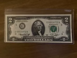 1776-1976 bicen. 2 dollar bill -crisp unc. -low s/n sharp details - Picture 1 of 2