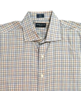 Camisa Peter Millar Collection Para Hombres Botón Frontal Tostada Cuadros/Cuadros Manga Larga Talla L - Imagen 1 de 5