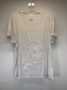 Lane Bryant Women's White Sleeveless Tunic T-Shirt Plus sz 18/ 20 Hands Hearts - Picture 1 of 4