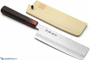 Yoshihiro VG10 46 Layers Hammered Damascus Nakiri Japanese Vegetable Knife 6.5" - Picture 1 of 8