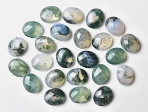 5 Pieces Moss Tree Agate Oval Rose Cut 10x14mm - 12x16mm Natural Gemstone - Imagen 1 de 5