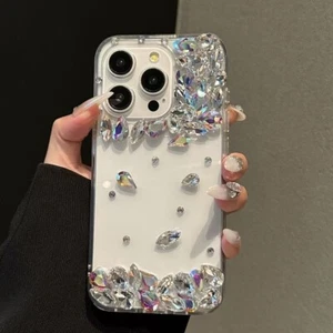 Case For iPhone 16 Pro Max 15 14 13 12 11 XS 8 7 Iridescent Diamond Phone Cover - Zdjęcie 1 z 10