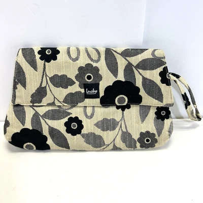 Lucky Brand Black and Cream Floral Clutch Fabric lightweight neutral purse - Image 1 of 4