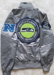 Seattle Seahawks Pro Standard Full Snap Gray Jacket -1 X Champs Badge- Sz XL 💎 - Picture 1 of 19