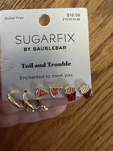 Pendientes Sugarfix By Baublebar Trabajo y Problemas Pizza Papas fritas - Imagen 1 de 3