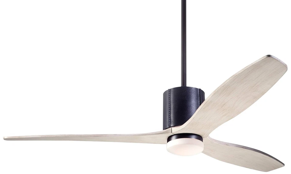 54" Modern Fan LeatherLuxe DC Bronze Whitewash LED Fan with Remote - Image 1 of 1