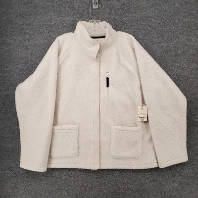NUEVA Chaqueta St Johns Bay Para Mujer 2XL XXL Beige Sherpa Piel Sintética A Presión Manga Larga Foto 1 de 4