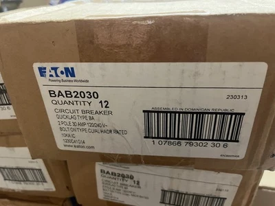 NEW Eaton BAB2030 Quicklag thermal-magnetic circuit breakers (box of 12) - Image 1 of 4
