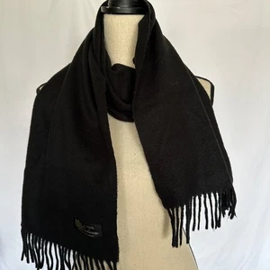Bufanda con flecos 100 % cachemir negra hecha en Inglaterra 63x11 pulgadas - Imagen 1 de 3