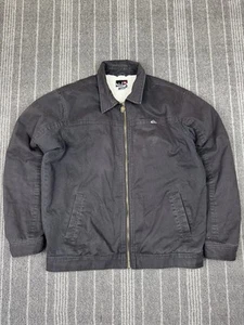 Quicksilver Jacket Mens Large Black Full Zip Vintage Y2K Bomber Sherpa Lined - Picture 1 of 13