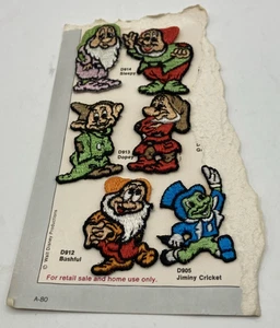 Set Of 6 Walt Disney Vintage SNOW WHITE THE SEVEN DWARFS JIMINY CRICKET Patches - Picture 1 of 1