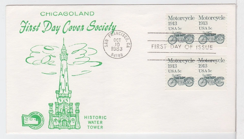 TurtlesTradingPost- Motorcycle Transportation Series 1983 #1899 FDC AFDCS Cachet - Image 1 of 1