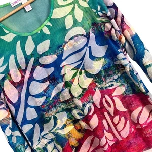 Leoma Lovegrove Womens PM Petite M Tunic Top Art to Wear Florida Artist Tropical - Picture 1 of 12