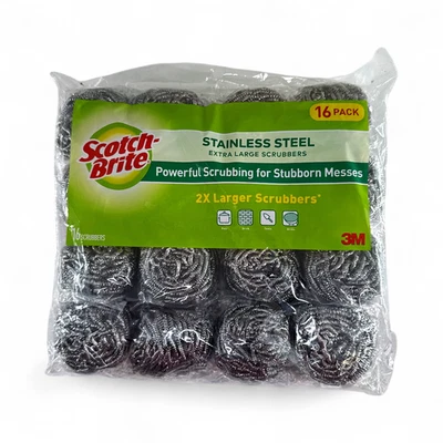 Scotch-Brite Stainless Steel Extra Large Scrubbers - 16 Count