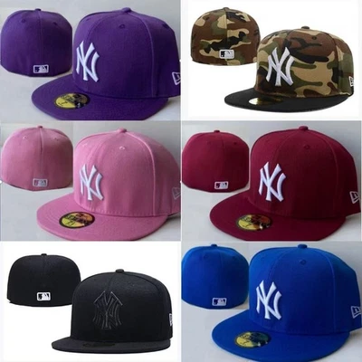 New York Caps Flat Fitted Yankees Baseball Full Closed NY Hat with box FAST SHIP