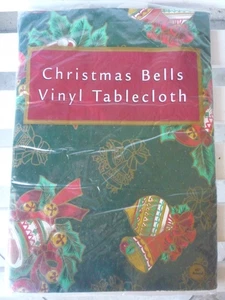 Promi-Besitz * WEIHNACHTSGLOCKEN VINYL-TISCHDECKE 60" RUND * - Bild 1 von 2
