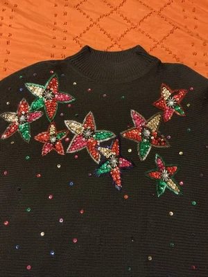 Suéter de Navidad Vintage de SHENANIGANS Talla Grande Lentejuelas de Pascua Mangas 3/4 Foto 1 de 4