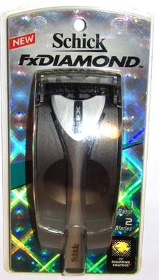 UNUSED 1999 SCHICK FX DIAMOND RAZOR HANDLE+2 BLADES~COMPATIBLE TRACER PERFORMER - Image 1 of 4