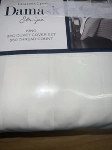 Charter Club 1,5" Striscia 550 TC 100% Cotone 3 pezzi Set copripiumino, King, bianco - Foto 1 di 7
