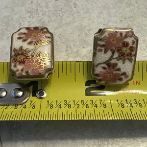 Rare Amita Japan Cufflinks Floral Design - Crazing - Picture 1 of 7