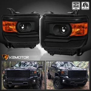 Black Fits 2014-2019 GMC Sierra 1500 2500HD 3500HD Projector Headlights Lamp L+R - Picture 1 of 10