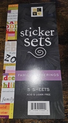 Juego de pegatinas DCWV 5 hojas citas y dichos reunión familiar álbum de recortes Foto 1 de 2