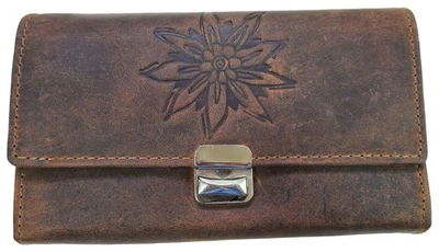 Bayrischer Echt Leder Kellner Geldbeutel Edelweiß - Taxi Geldbörse - Bild 1 von 3